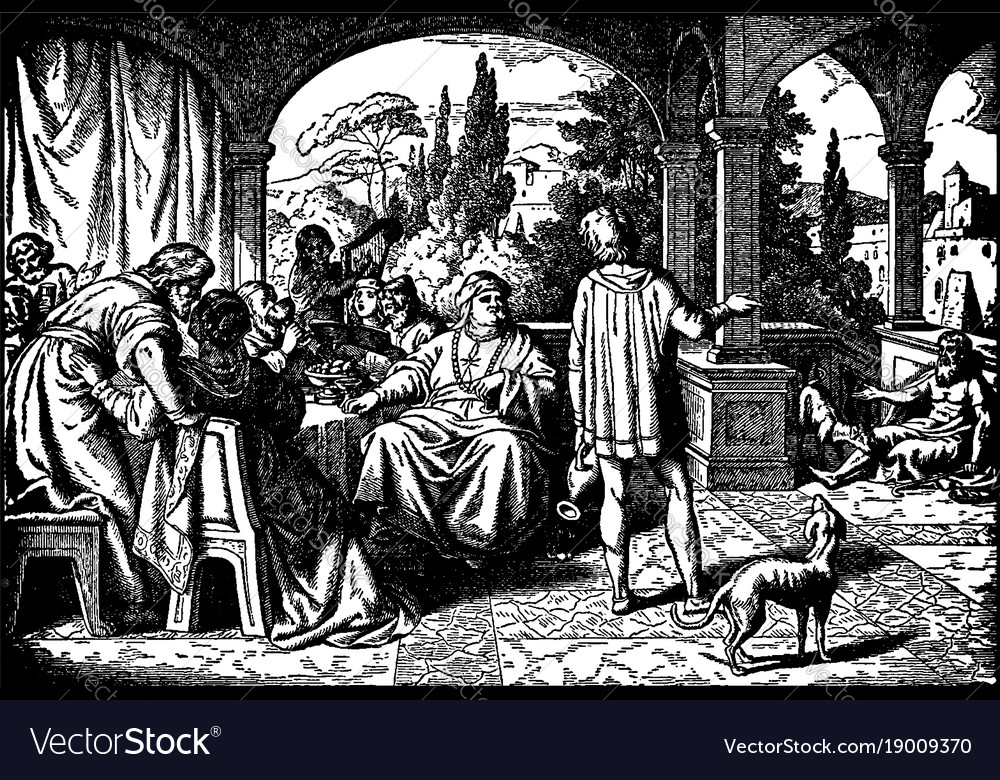 Lazarus the beggar and the rich man vintage Vector Image