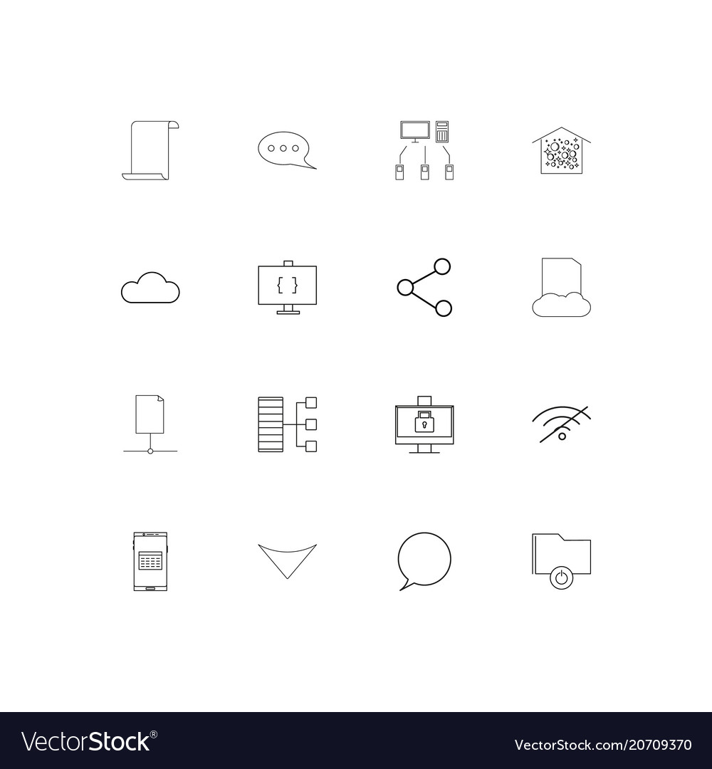 Network and database simple linear icons set
