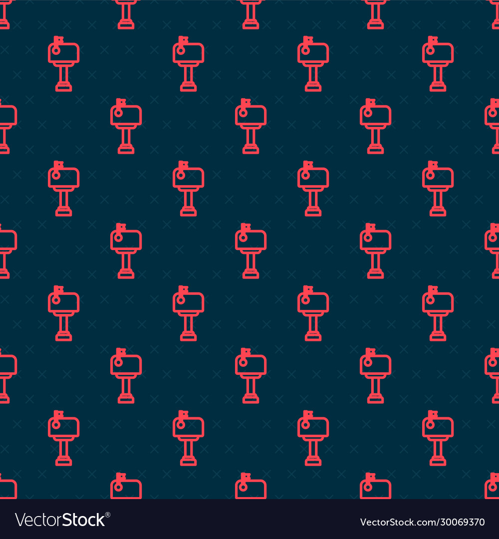 Red line mail box icon isolated seamless pattern vector image Red line mail box icon isolated seamless pattern
