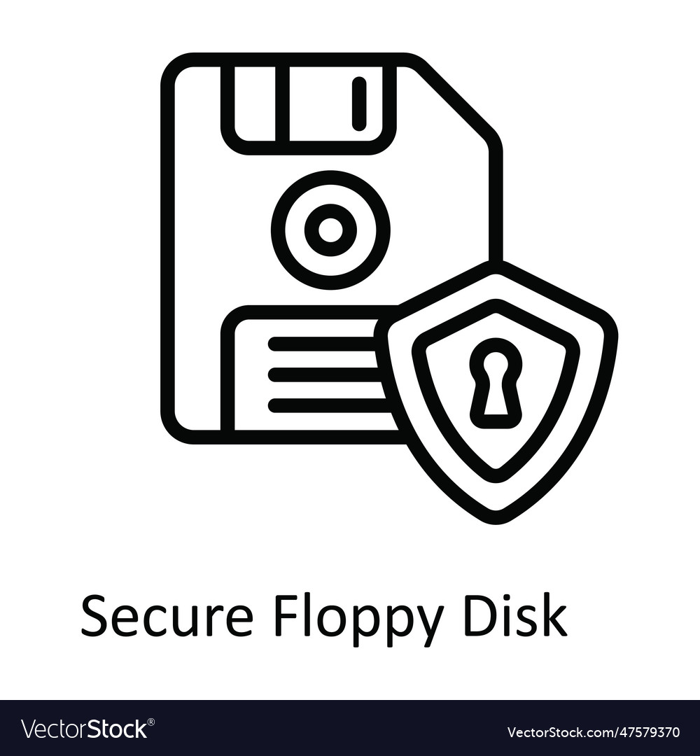 Secure floppy disk outline icon design ill