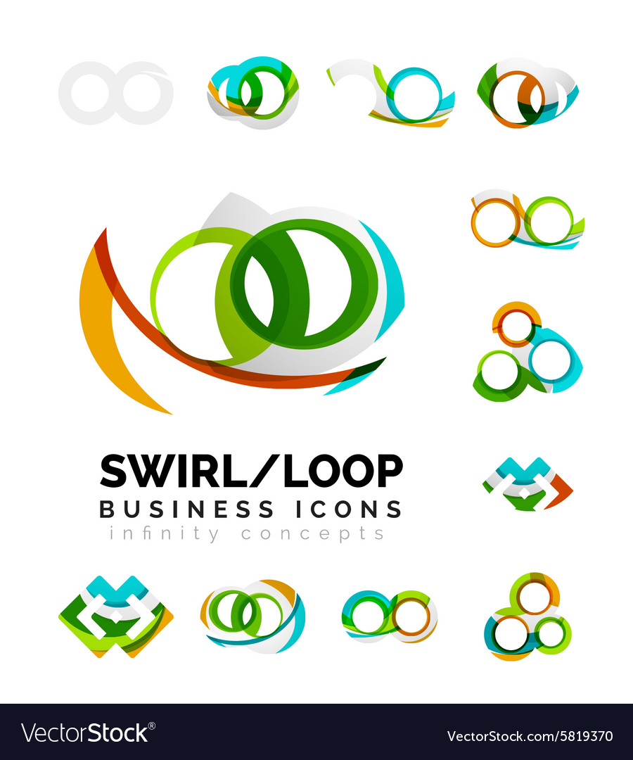 Set infinity concepts loop logo designs Royalty Free Vector