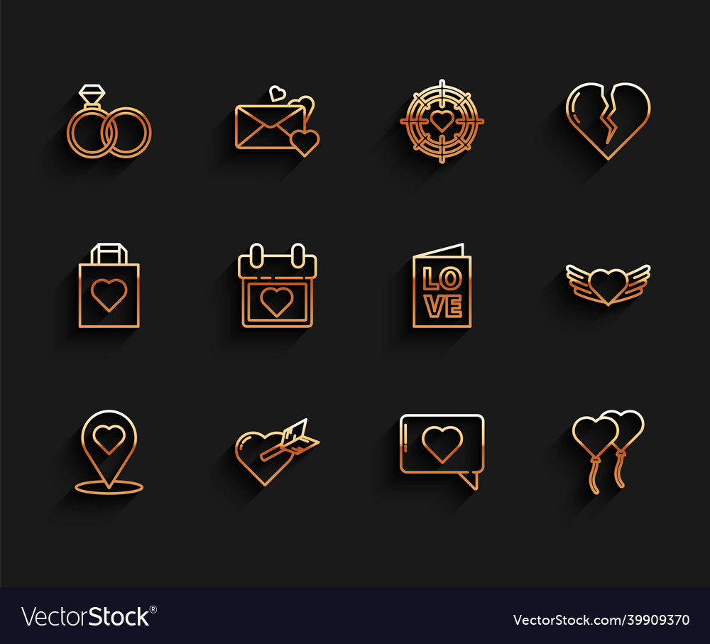 Set line map pointer with heart amour and arrow vector image Set line map pointer with heart amour and arrow