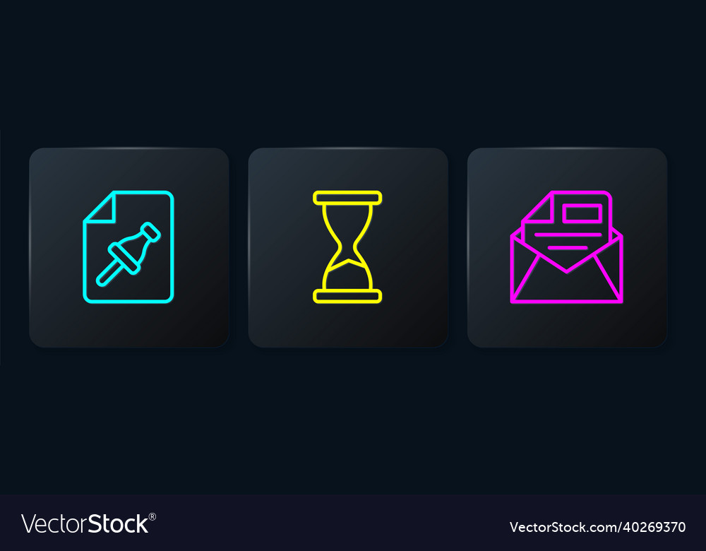 Set line note paper with push button mail and e vector image Set line note paper with push button mail and e