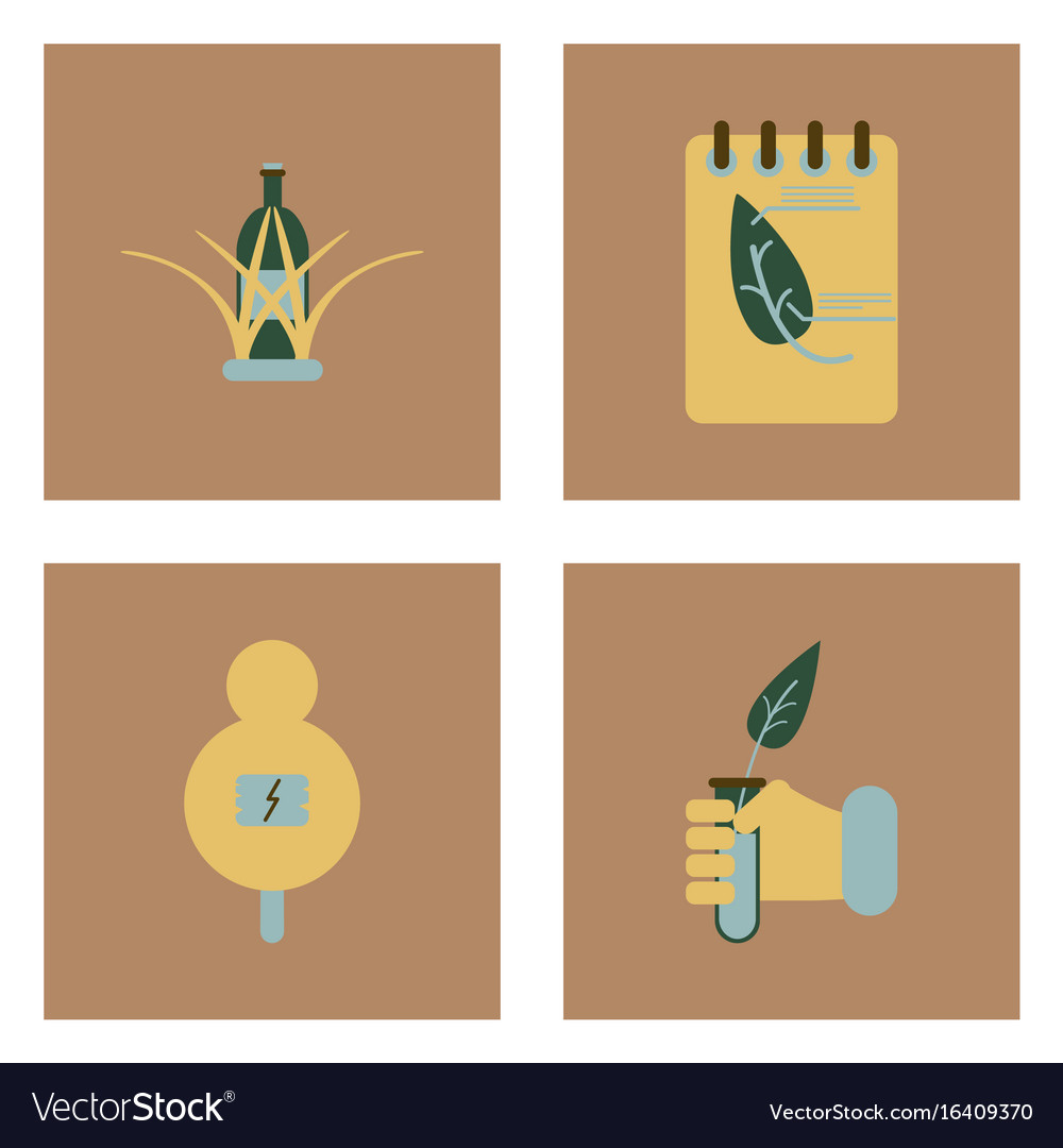 Set of modern eco system icons in flet style