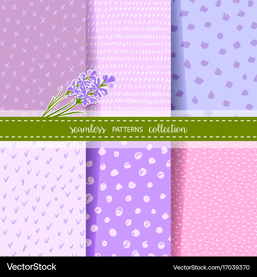 Set six hand drawn seamless patterns Royalty Free Vector