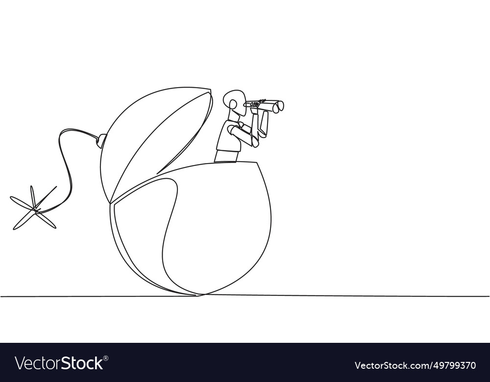 Single continuous line drawing a smart robot vector image Single continuous line drawing a smart robot
