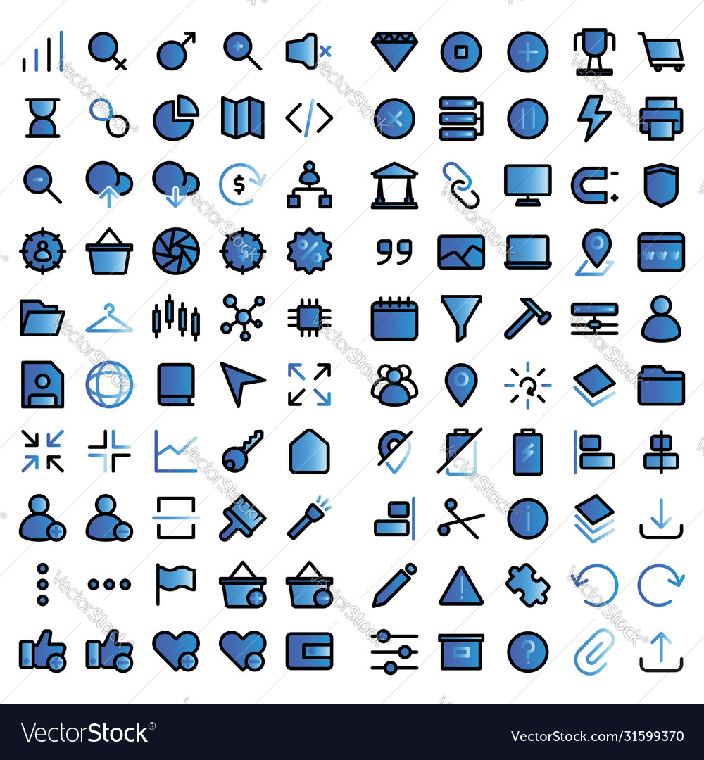 User interface icon set include vector image User interface icon set include