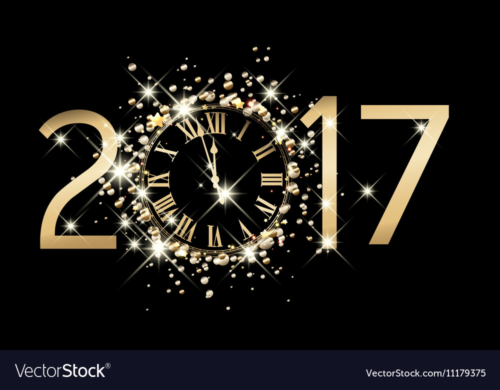 2017 new year background with clock