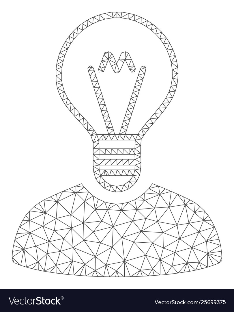 Bulb inventor polygonal frame mesh vector image Bulb inventor polygonal frame mesh