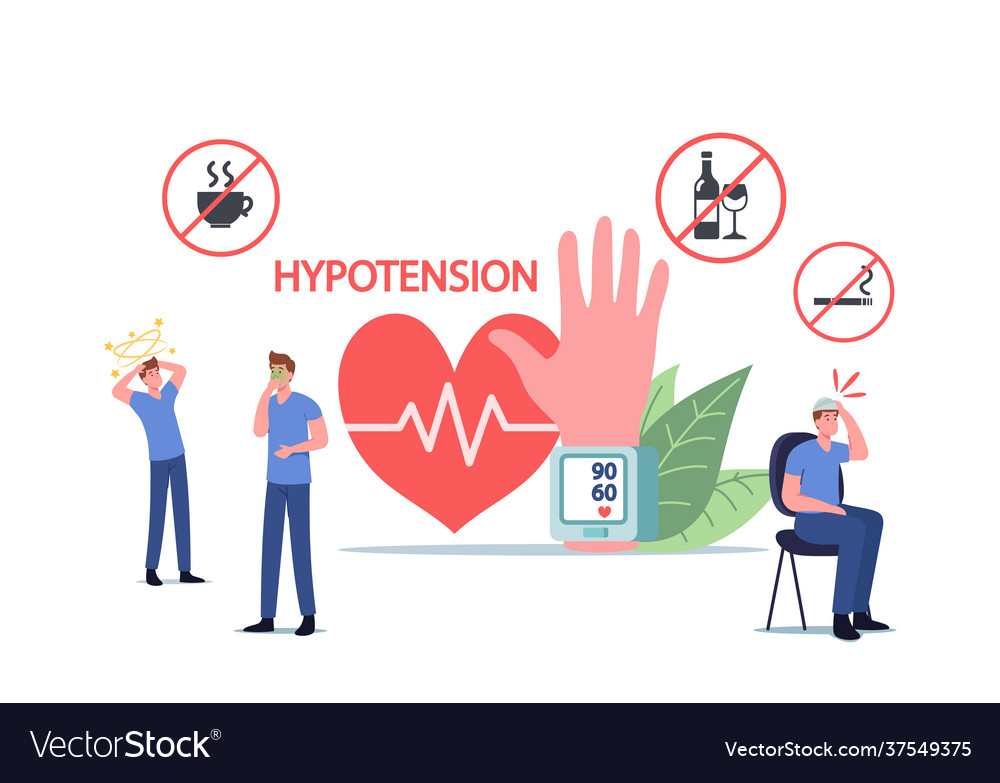 Characters with hypotension symptoms measuring Vector Image