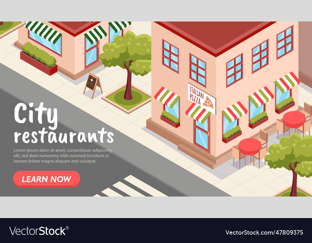 City restaurants with pizza banner concept Vector Image