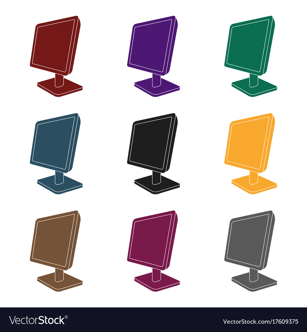 Computer monitor icon in black style isolated