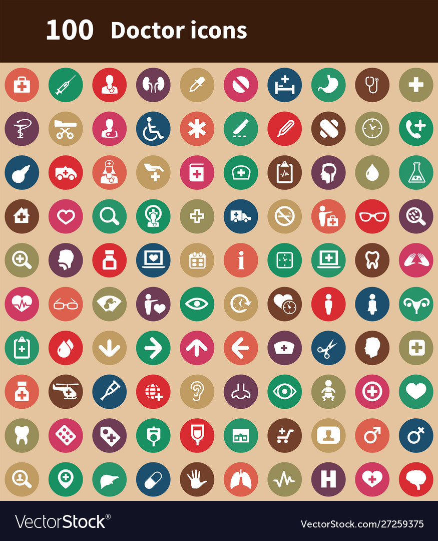 Doctor 100 icons universal set for web and ui