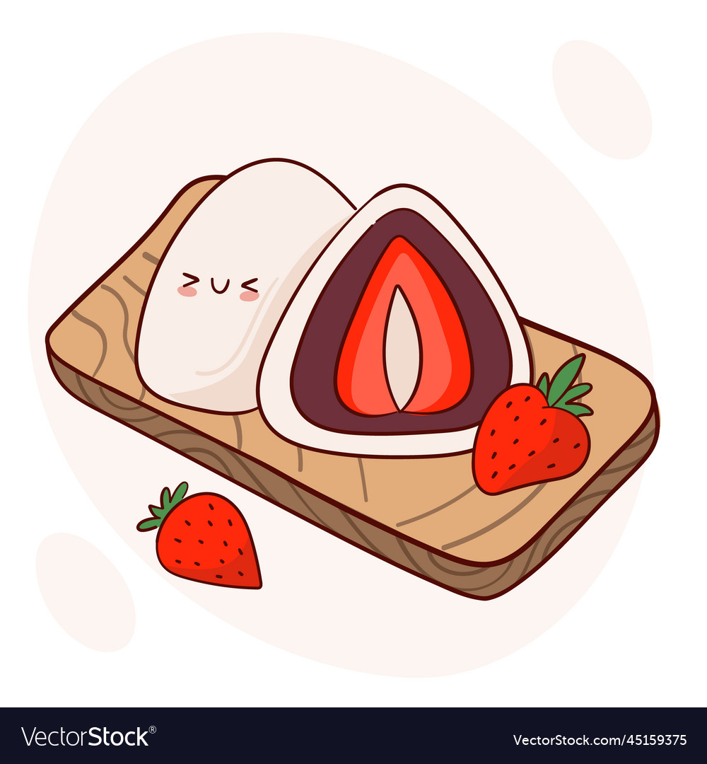 Draw cute kawaii japan tradition sweet mochi Vector Image