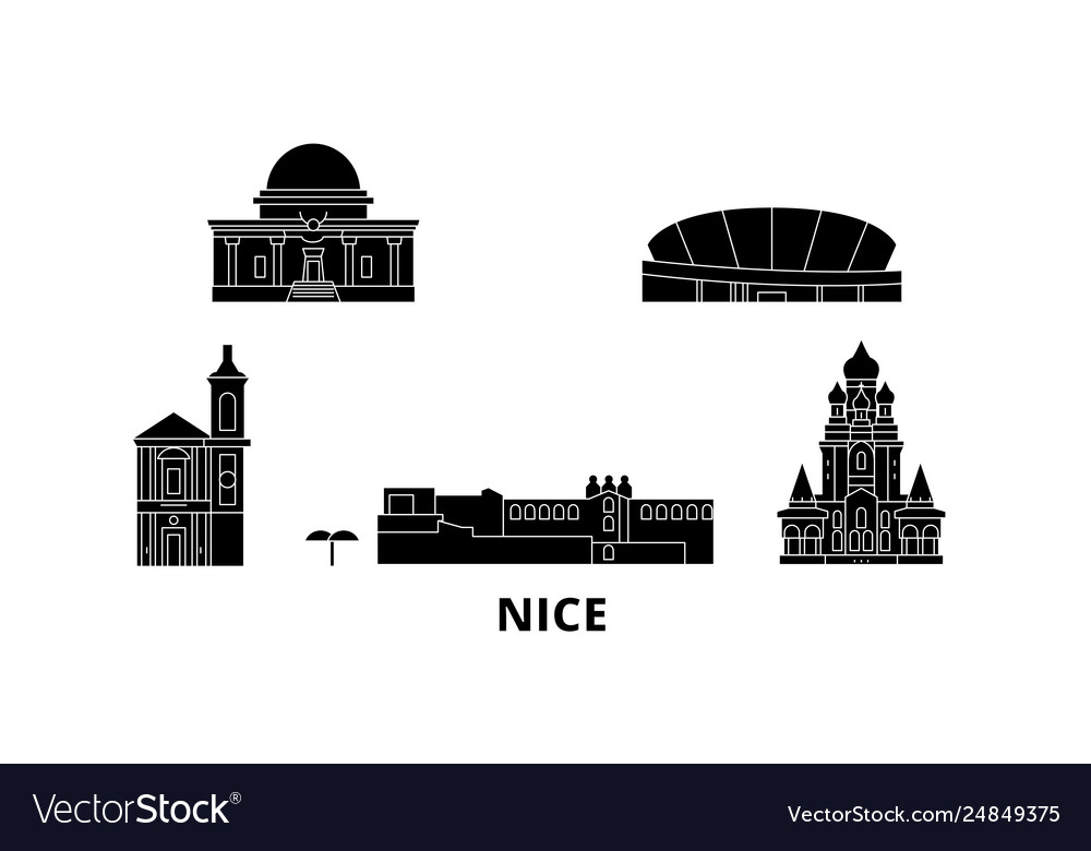 France nice flat travel skyline set