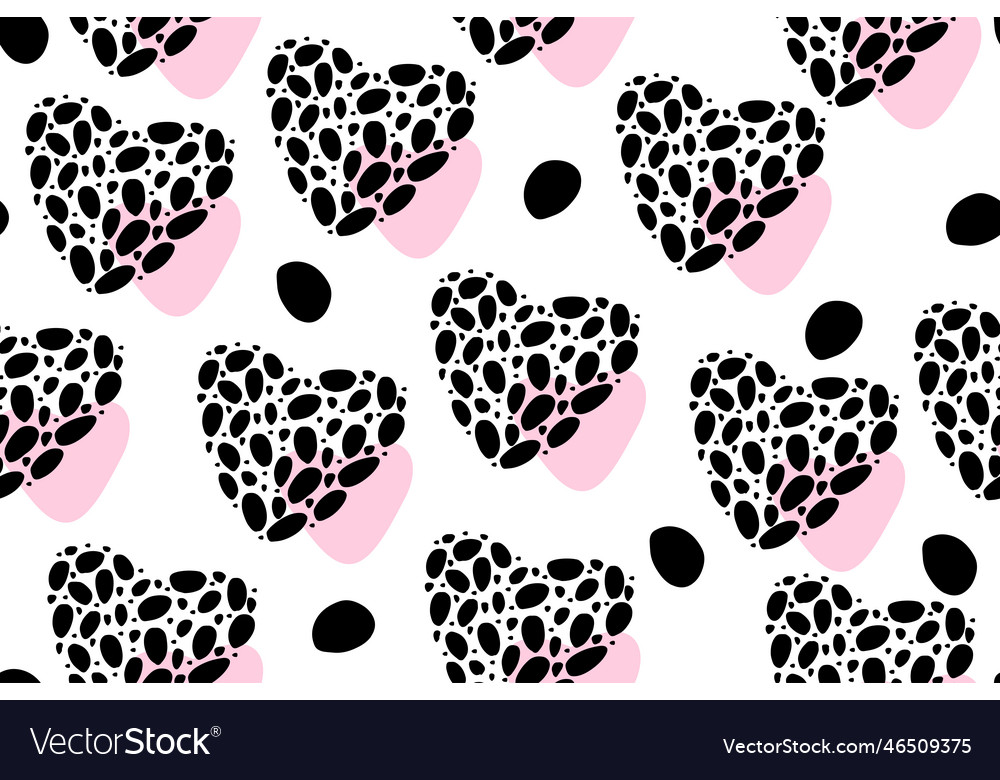 Hearts with leopard print seamless pattern vector image Hearts with leopard print seamless pattern