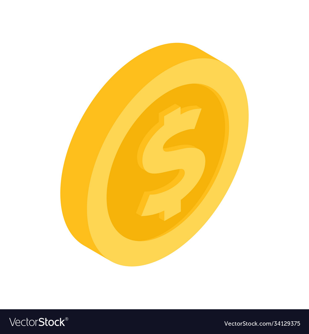 Isometric golden coin icon isolated on white Vector Image