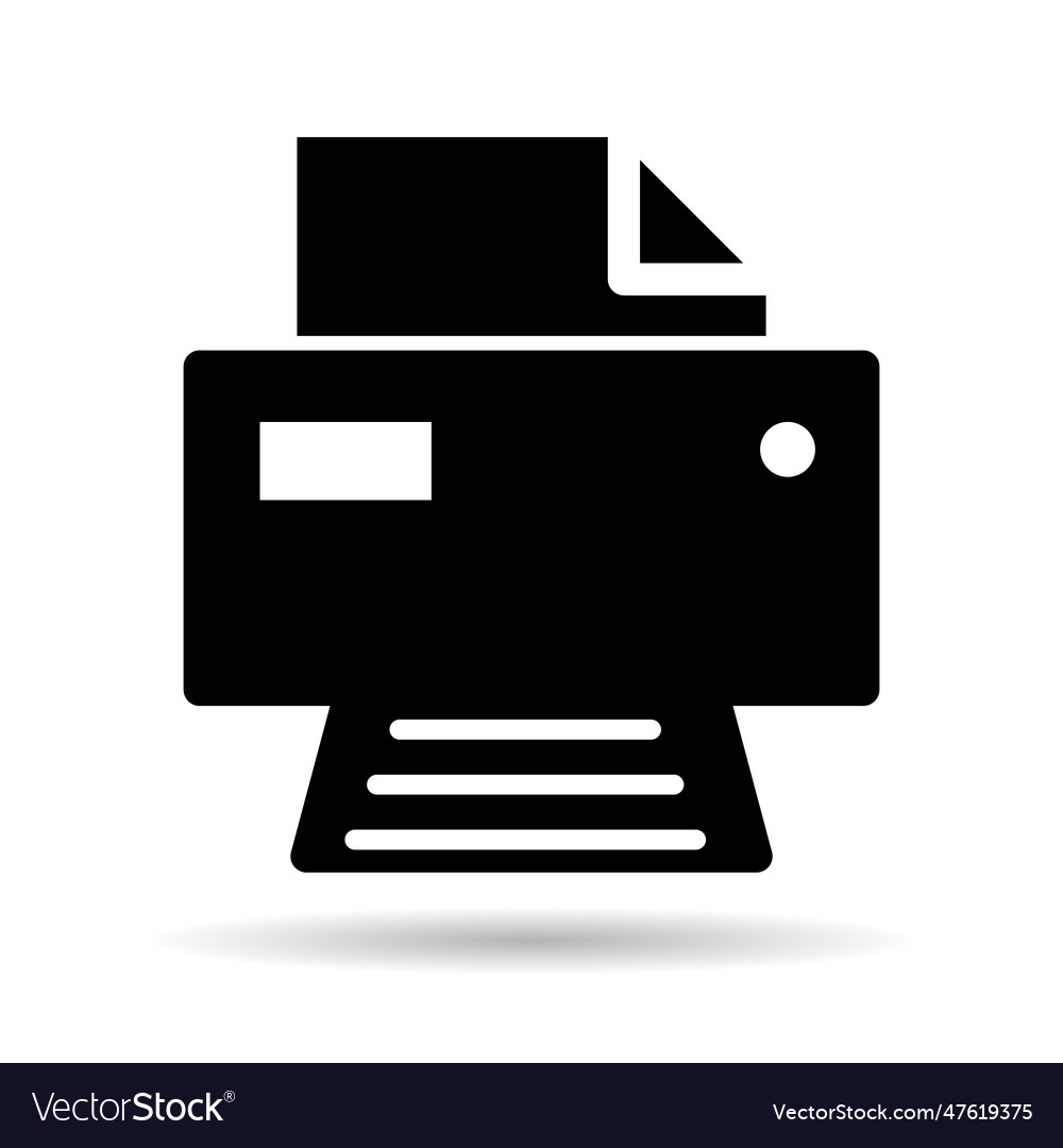 Printer document web shadow icon printout machine vector image Printer document web shadow icon printout machine