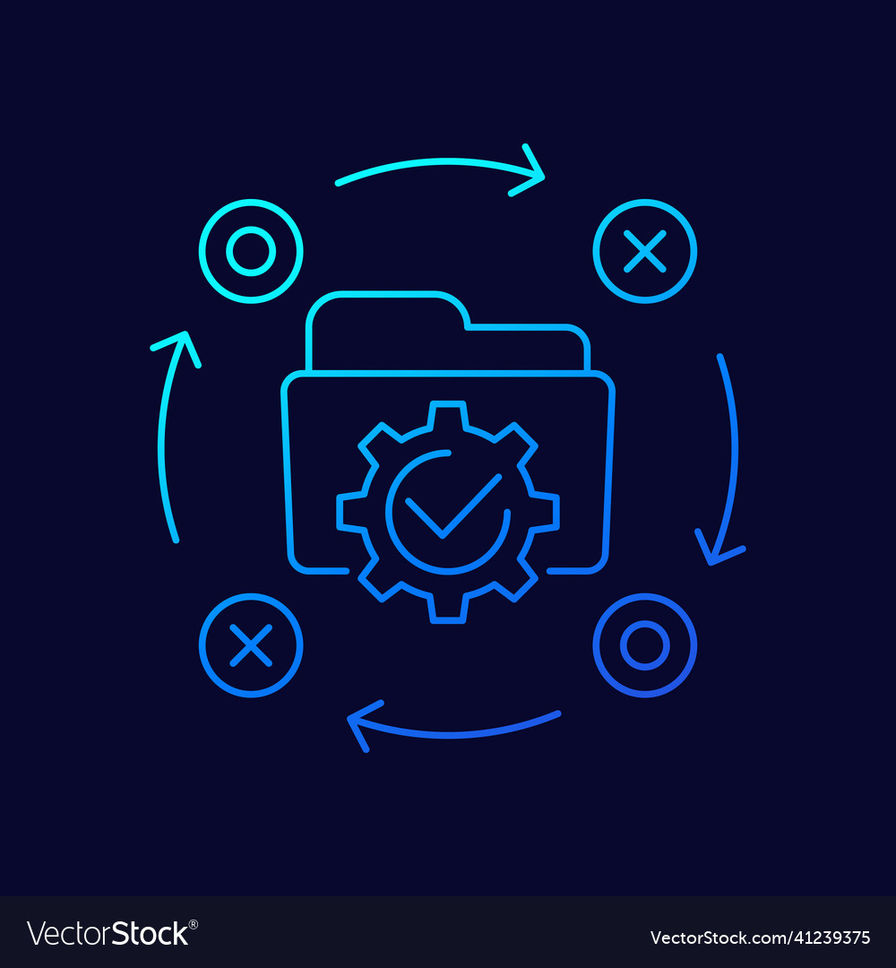 Project management linear icon with a folder