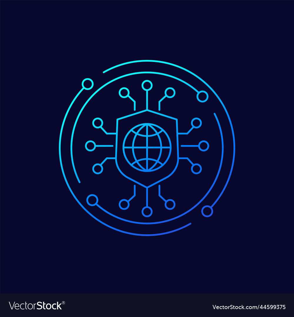 Secure network online security line icon