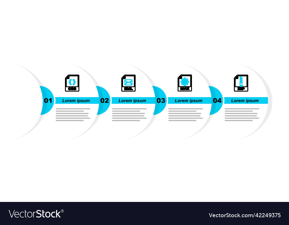 Set line zip file document max eml and css icon vector image Set line zip file document max eml and css icon