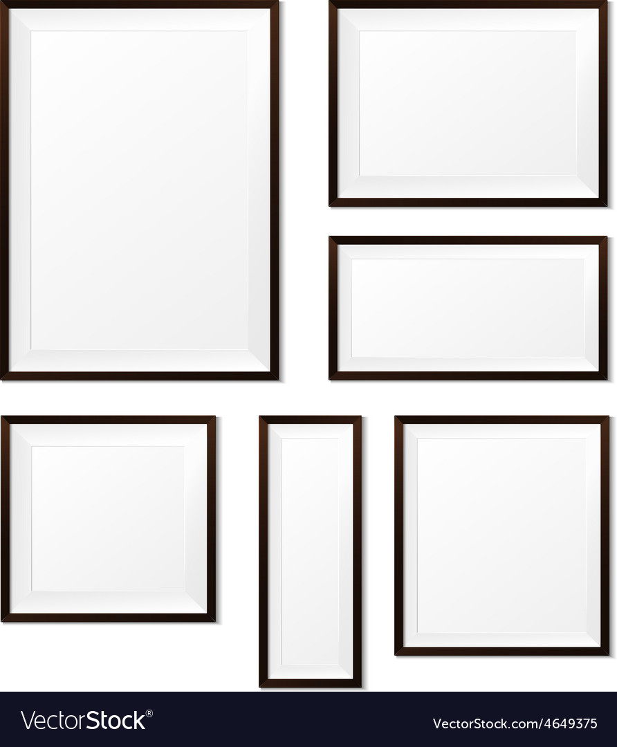 Set of blank wood photo frame on white background Vector Image