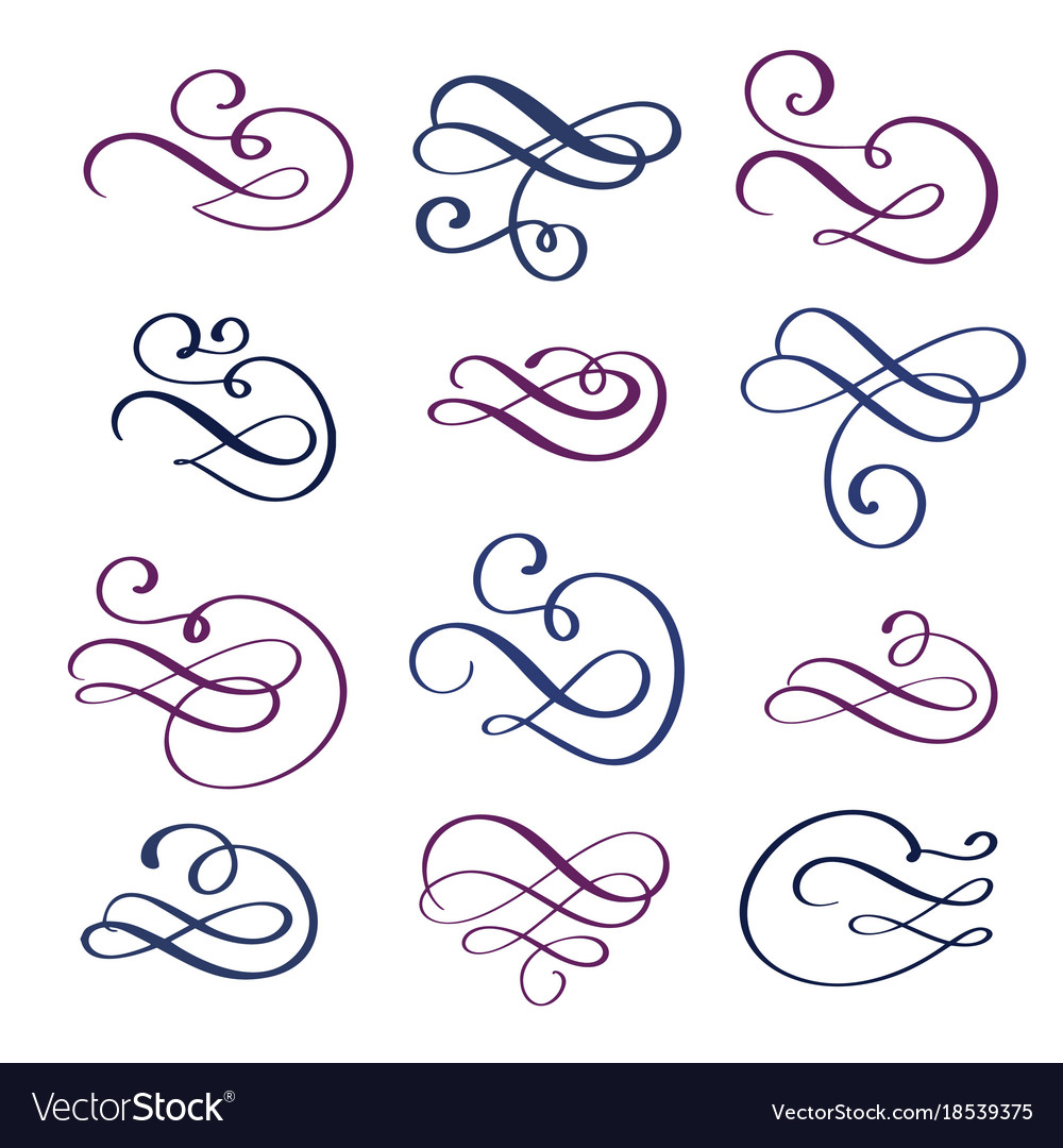 Set of calligraphic design elements