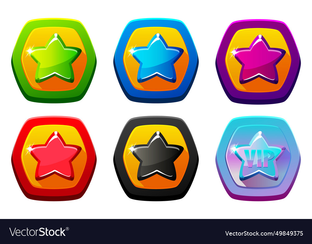 Star badge set badges with for 2d Royalty Free Vector Image