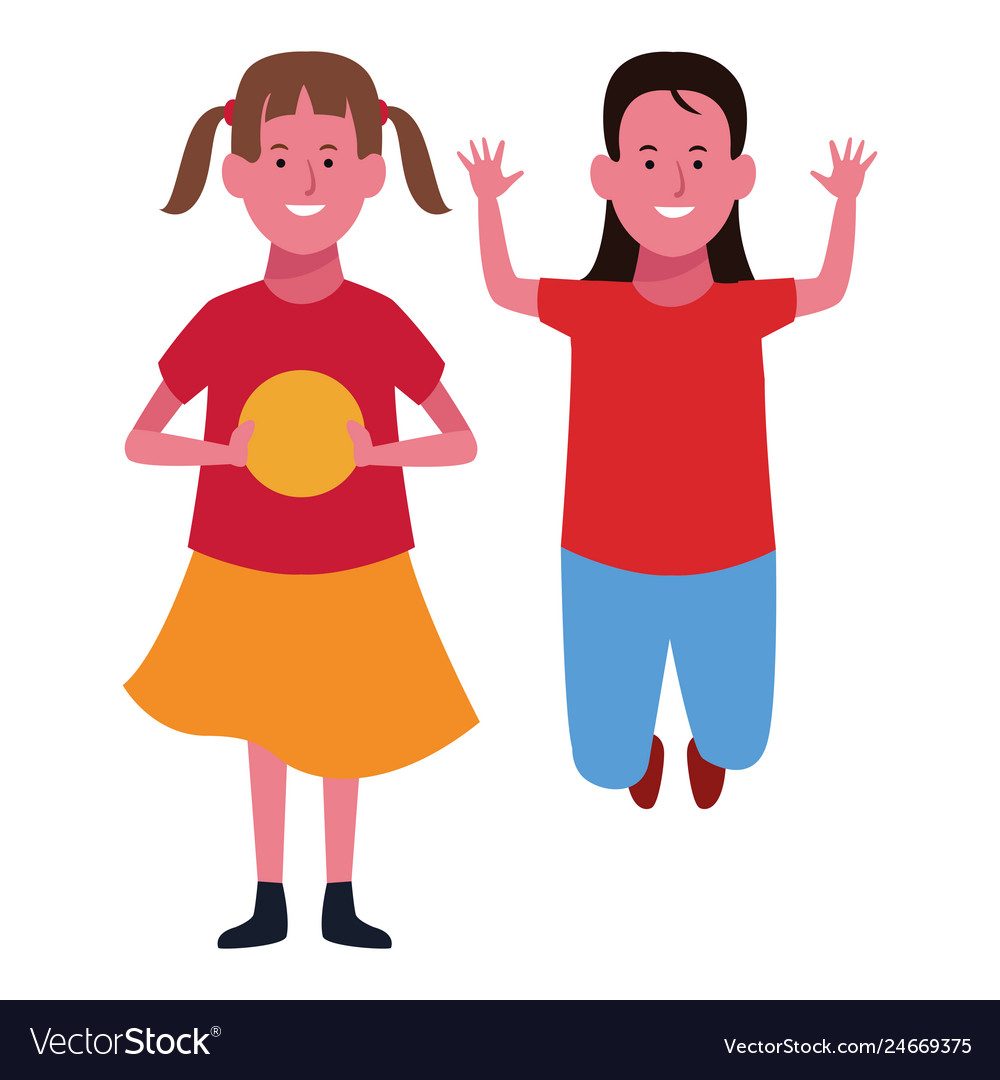 Two kids smiling cartoons Royalty Free Vector Image