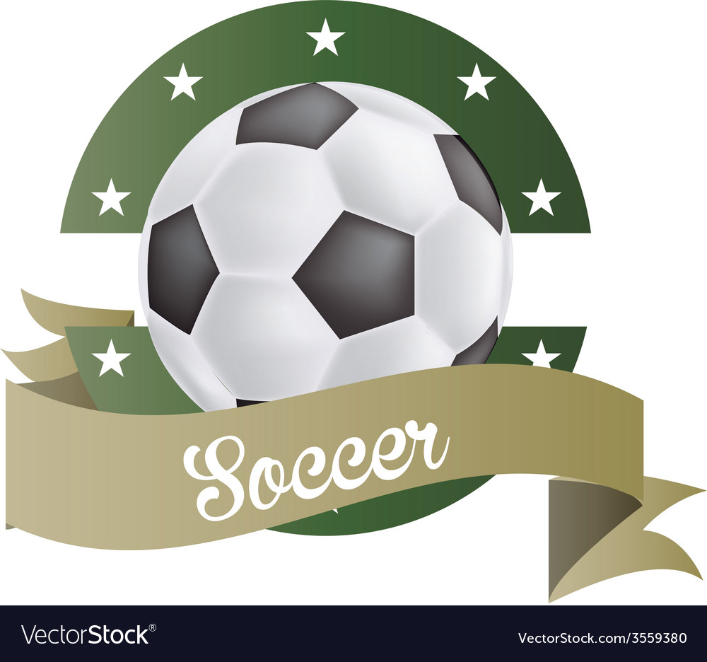 An isolated soccer ball on a green label