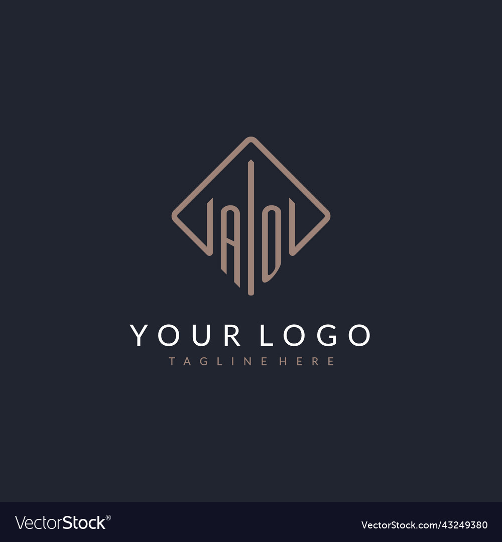 Ao initial logo with curved rectangle style design