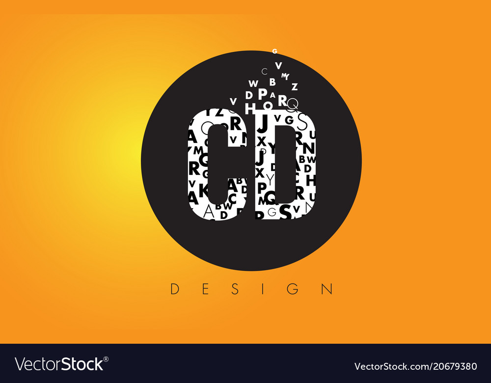 Cd c d logo made of small letters with black