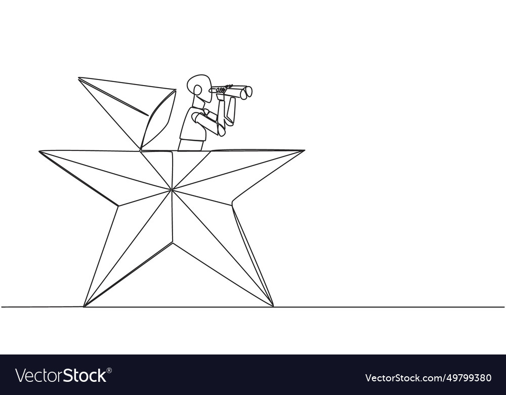 Continuous one line drawing smart robot emerges Vector Image Continuous one line drawing smart robot emerges