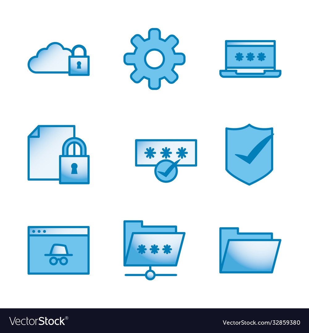 Data line and gradient style icon set