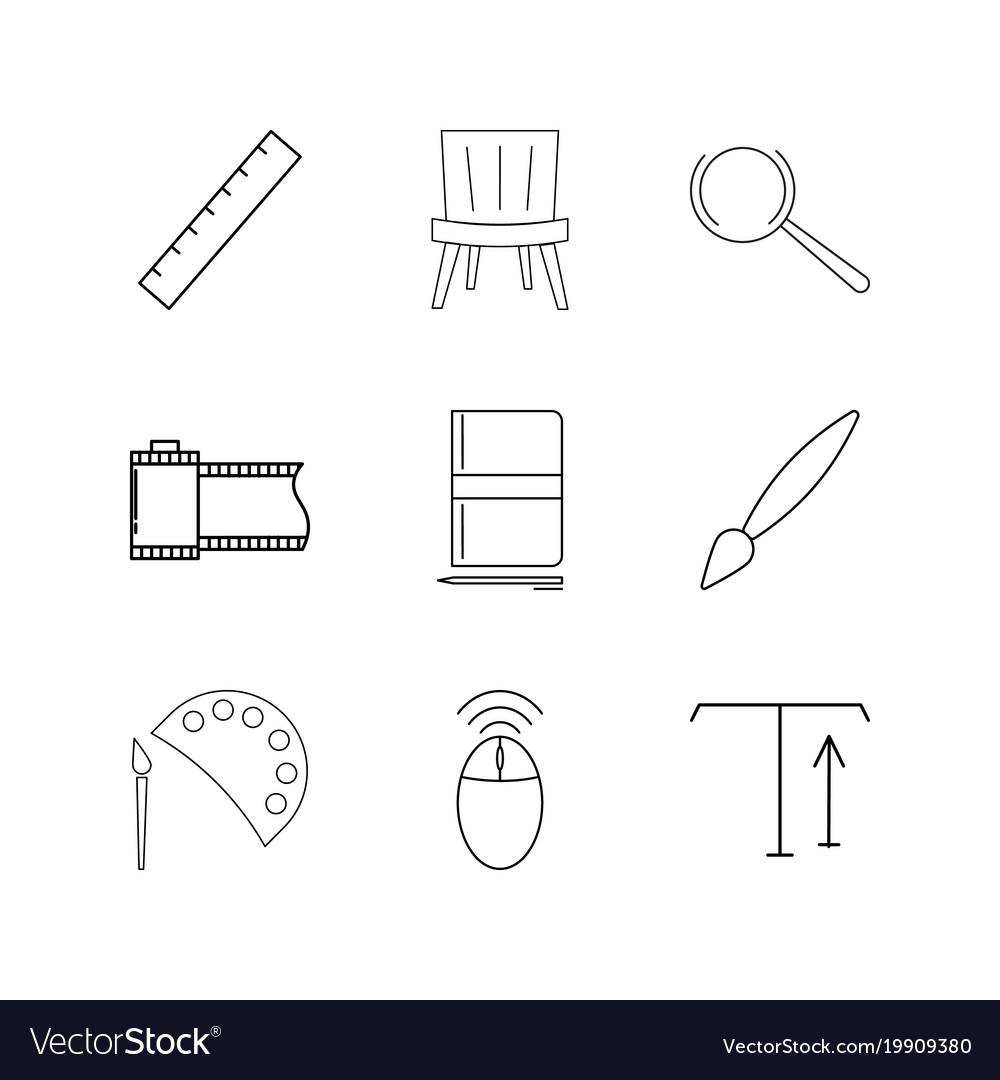 Design elements linear icon set simple outline