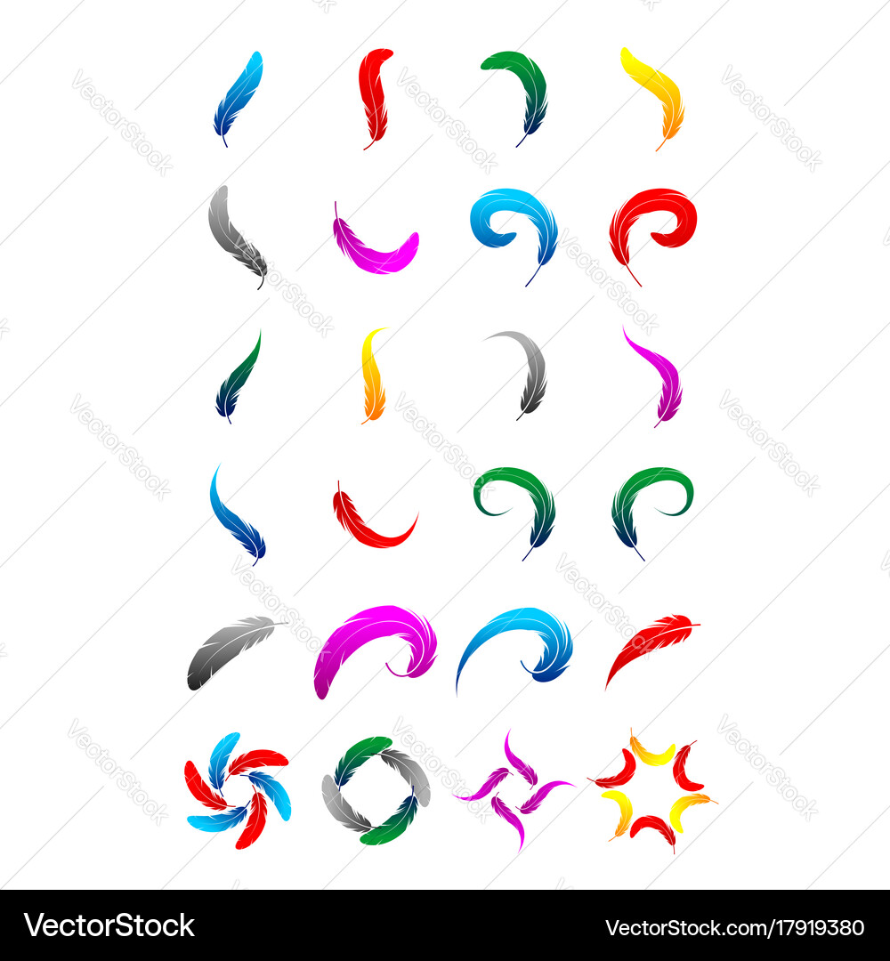 Feather set Royalty Free Vector Image - VectorStock