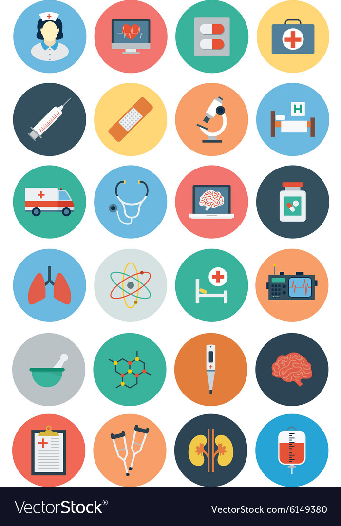 Flat Medical and Health Icons 1 Royalty Free Vector Image