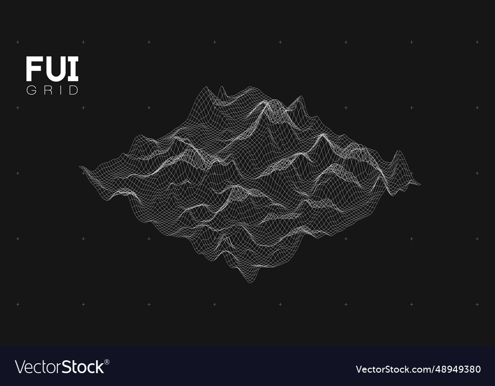 Fui gui 3d landscape scan grid abstract vector image Fui gui 3d landscape scan grid abstract