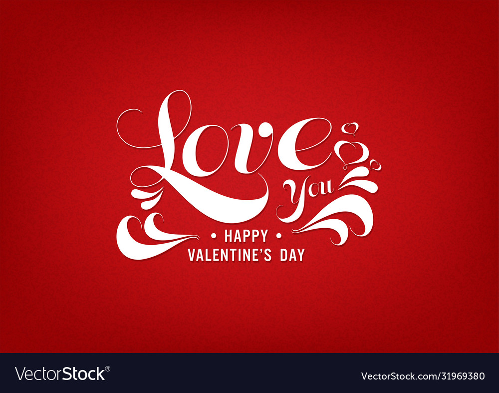 Happy valentine day love you text with old red vector image Happy valentine day love you text with old red