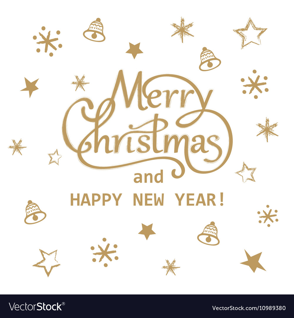 Merry christmas and happy new year golden hand