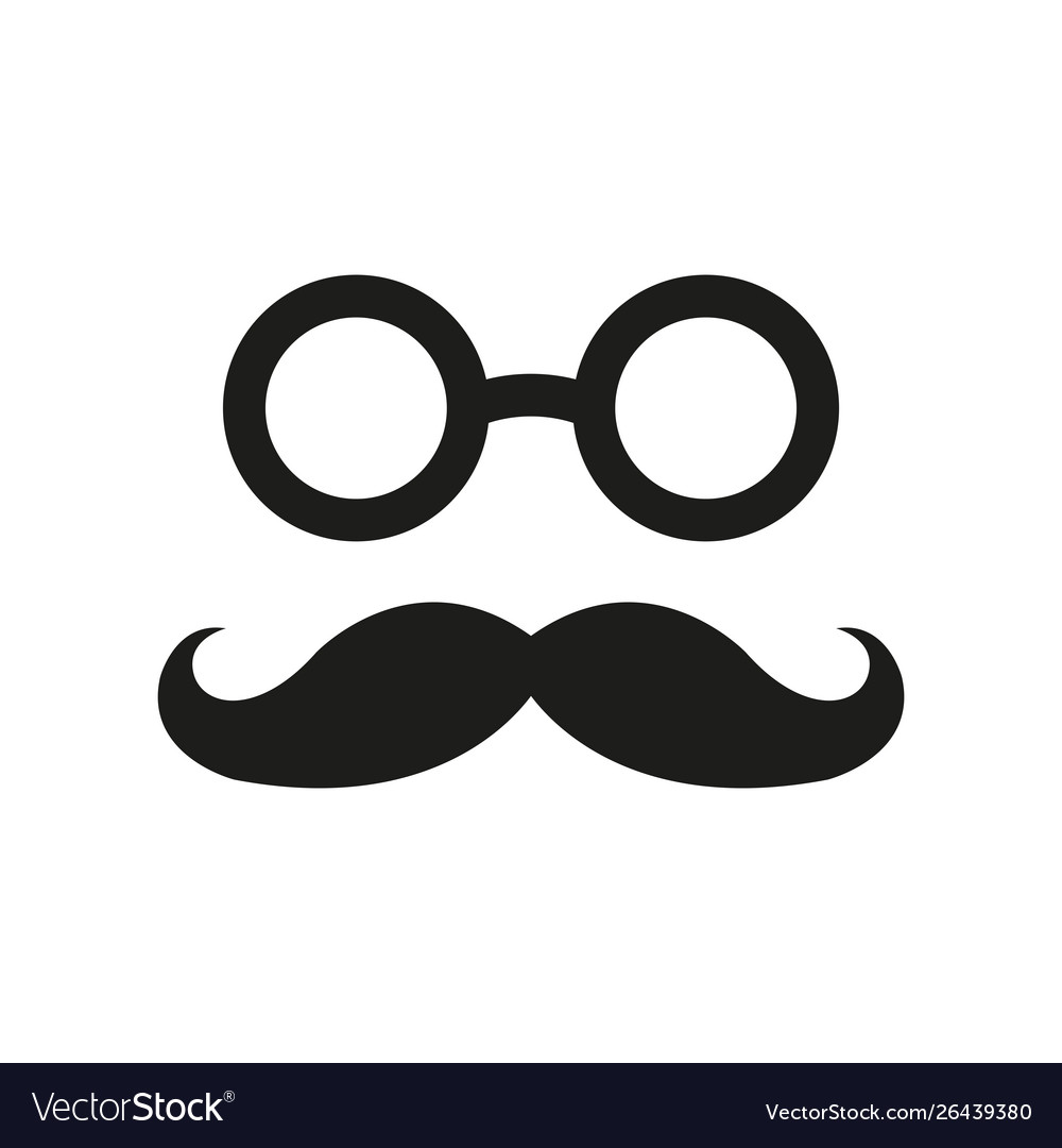 Flat Moustache Icon For Presentations Isolated On White Vector