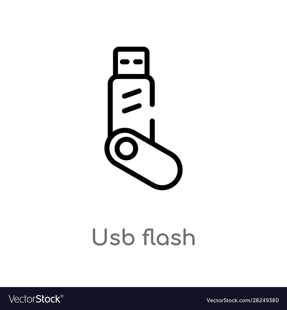 Outline USB Flash-Symbol isoliert schwarz einfache Linie