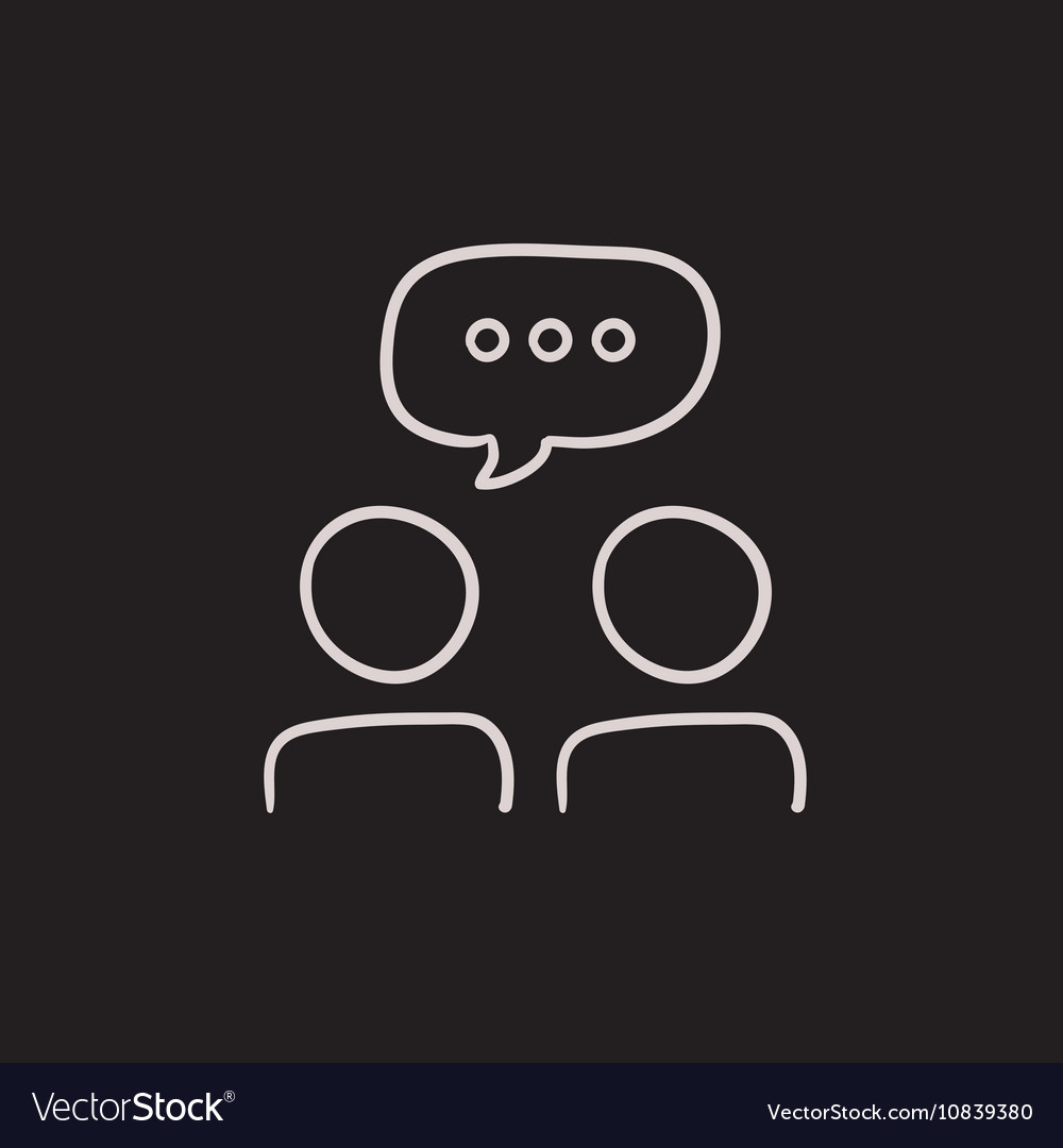 People with speech square above heads sketch icon