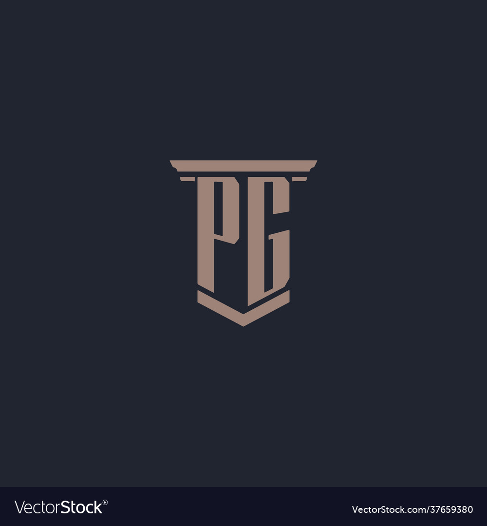 Pg initial monogram logo with pillar style design Vector Image Pg initial monogram logo with pillar style design