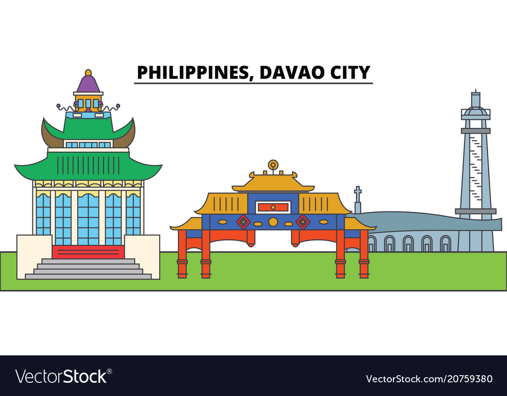 Philippines davao city city skyline Royalty Free Vector