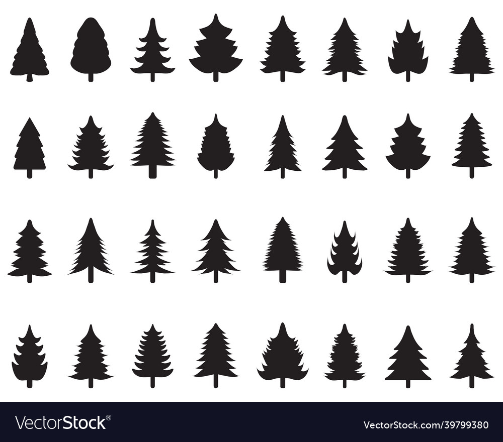 Set of black christmas trees