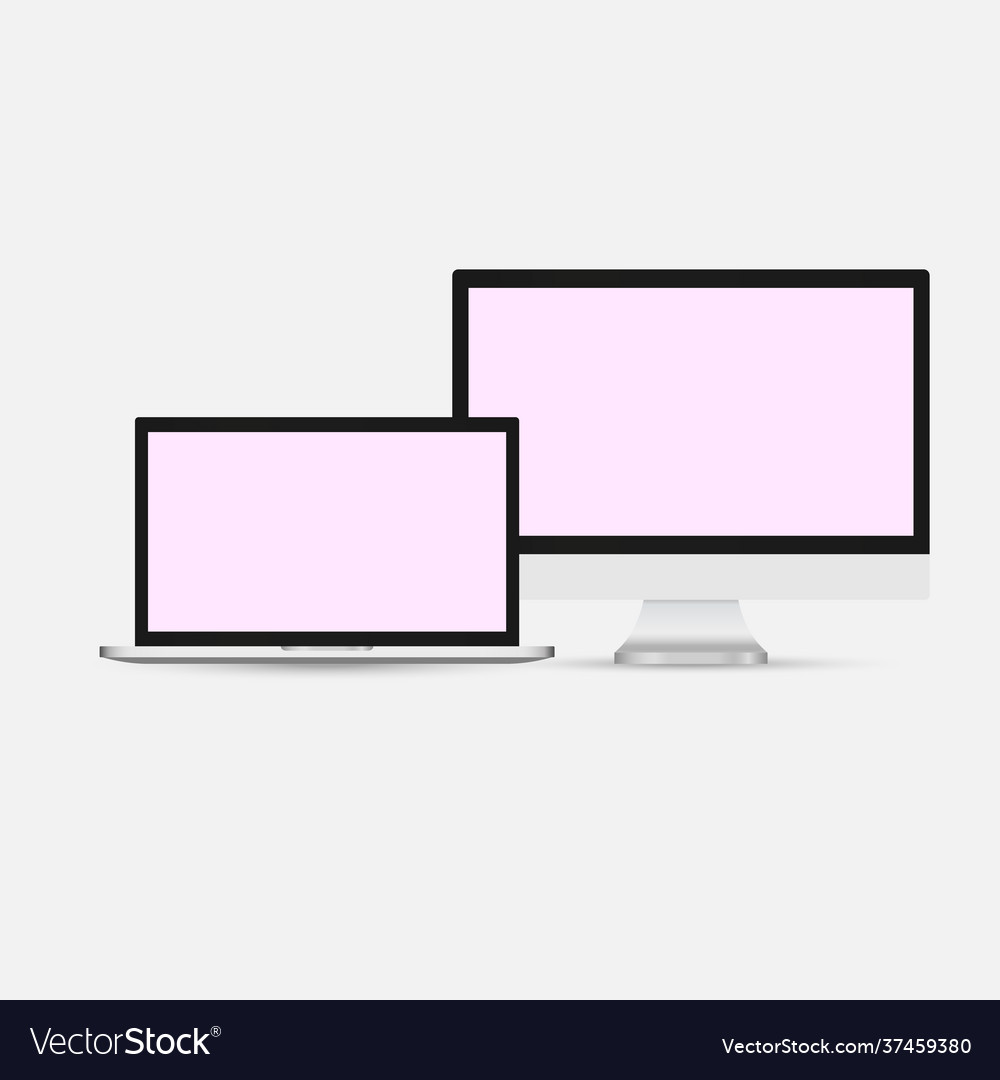 Set realistic display laptop tablet computer vector image Set realistic display laptop tablet computer