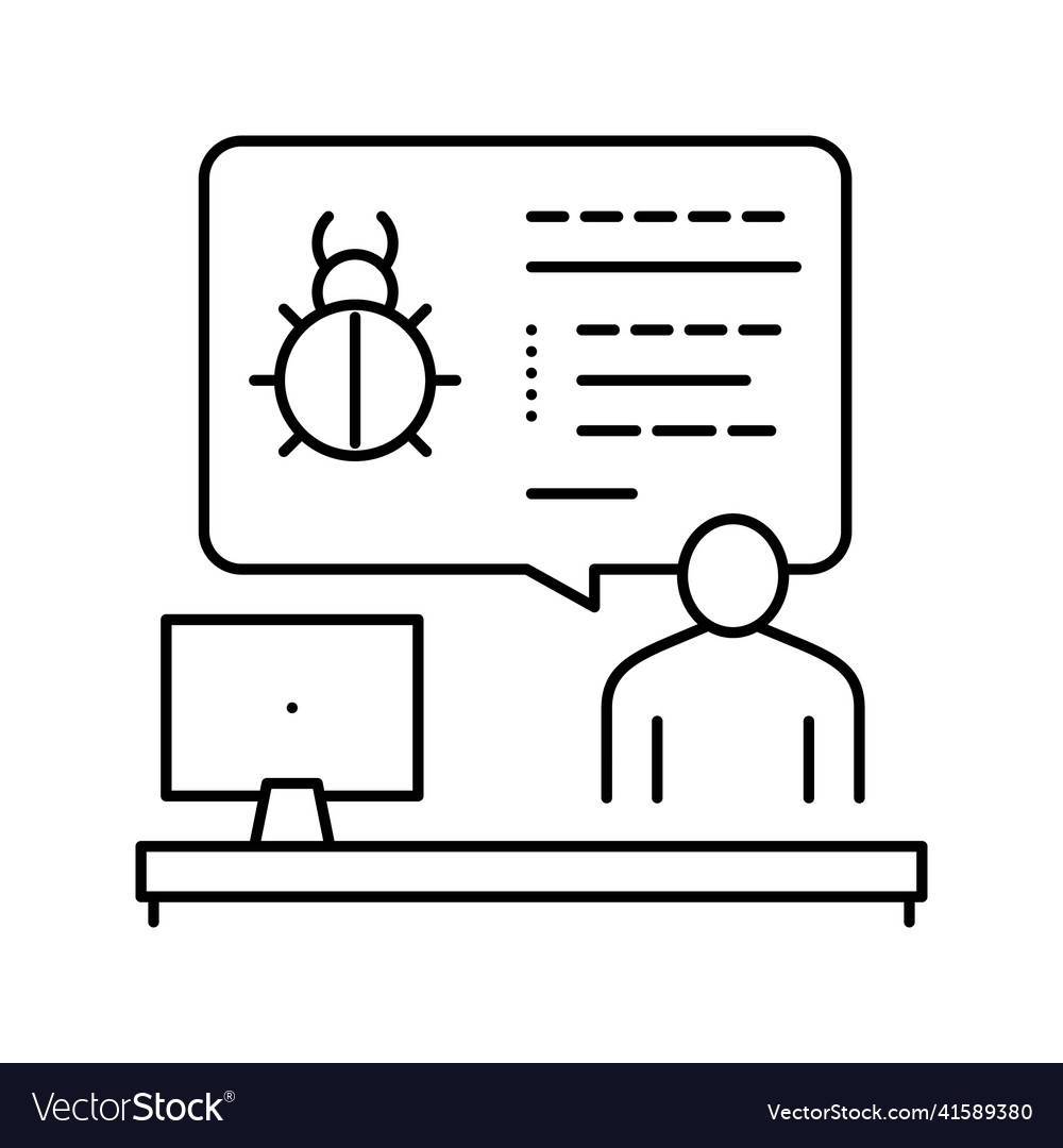 Sysadmin information about virus line icon vector image Sysadmin information about virus line icon