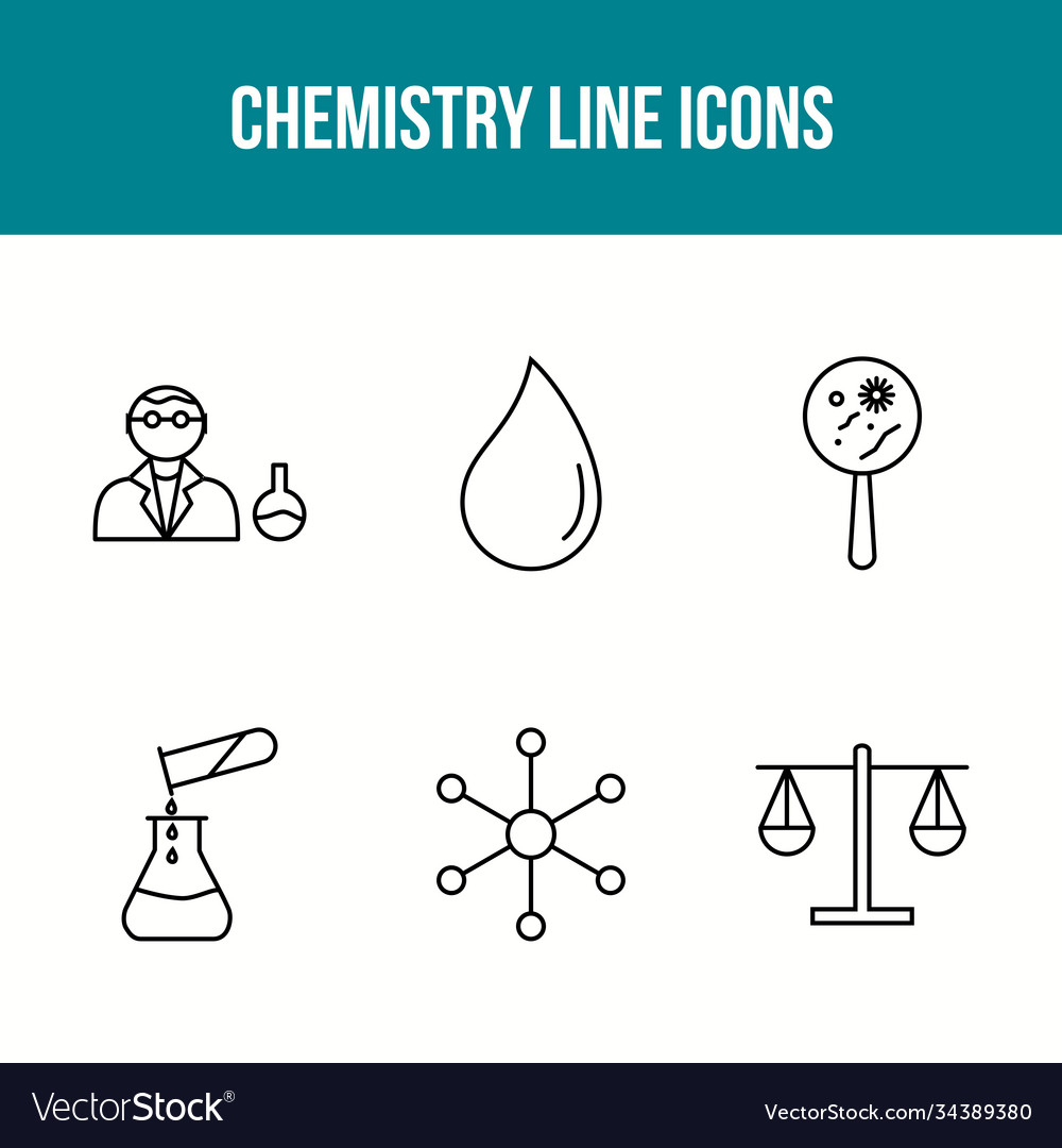 Unique Chemistry Line Icon Set Royalty Free Vector Image