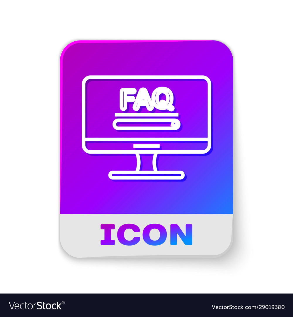 White line computer monitor with text faq vector image White line computer monitor with text faq
